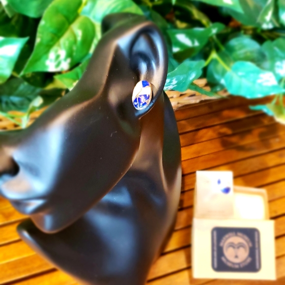 KALLESTEWA Designer Earrings Zuni Lapis Mother of Pearl Sterling Signed - NWT - Picture 2 of 8